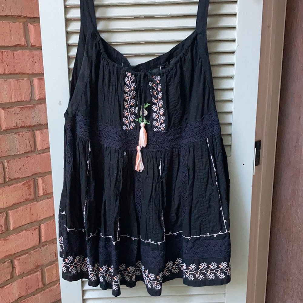 Free People babydoll embroidered top